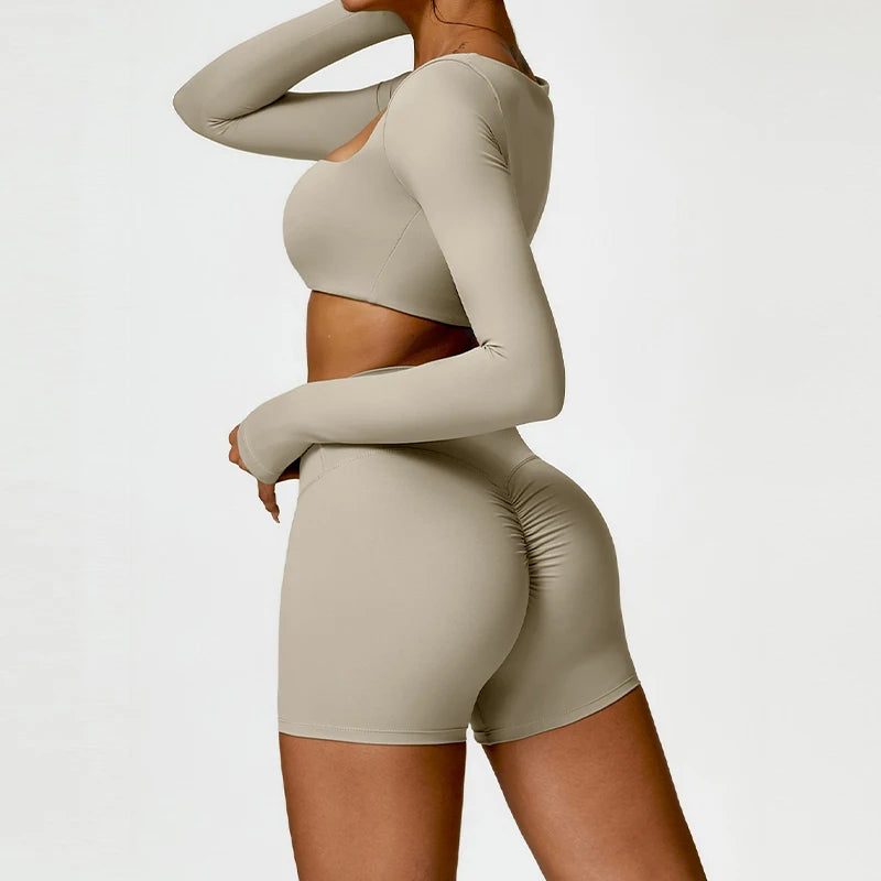 Seamless Long Sleeve Active Wear Set - Short